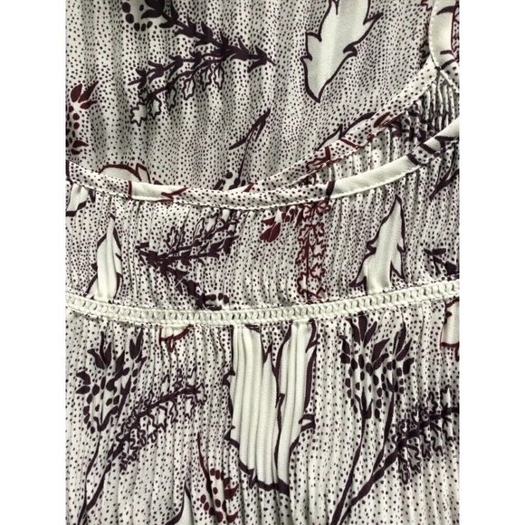 Chelsea 28 Pleated Cami Spaghetti Strap Tank Swing Top White Brown Pattern Sz S - Picture 4 of 5